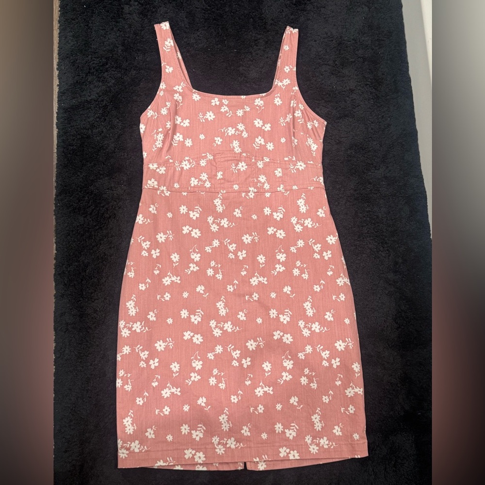 Pink Sleeveless Square Neck Mini Sundress